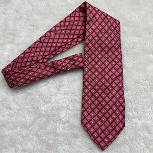Ermenegildo Zegna Men's Red/Gold Diamond 100% Silk Classic Tie